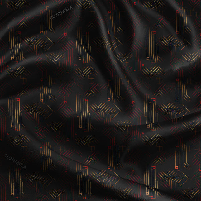 Premium Circuit Pixel Board uSoft Satin Printed Fabric