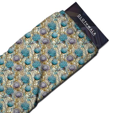 Exclusive Blooming Botanical Floral Oasis uSoft Satin Printed Fabric