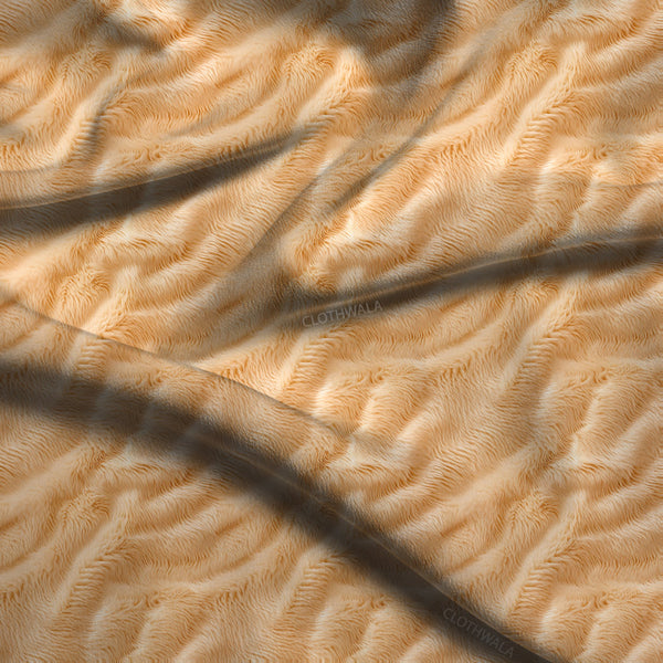 Must-Have Golden Abstract Dune Waves Soft Crepe Printed Fabric