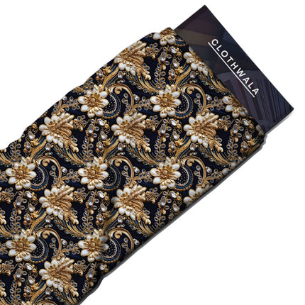 Limited Edition Floral Pearl Garden Soft Crepe Printed Fabric