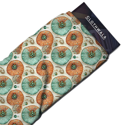 Limited Edition Coral Abstract Nature Reef Medley uSoft Satin Printed Fabric