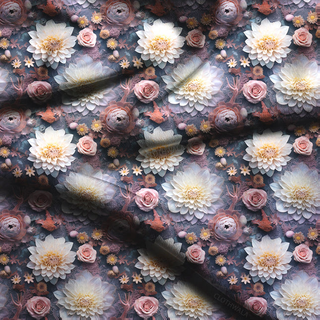 Exclusive Twilight Floral Reverie Soft Crepe Printed Fabric