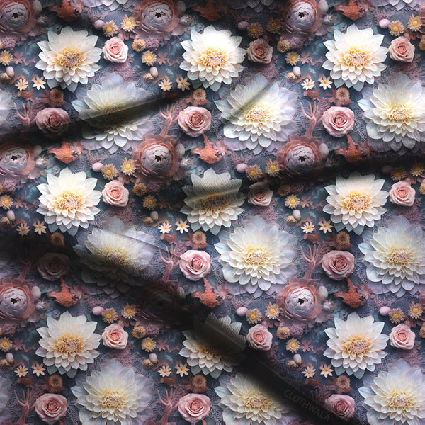 Exclusive Twilight Floral Reverie Soft Crepe Printed Fabric