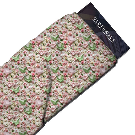 Trendy Romantic Floral Rose Garden Soft Crepe Printed Fabric