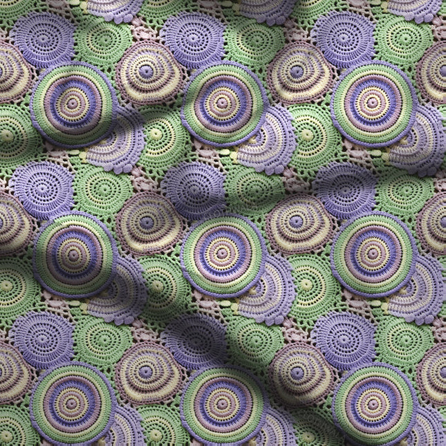 Exclusive Crochet Geometric. Mandala Soft Crepe Printed Fabric