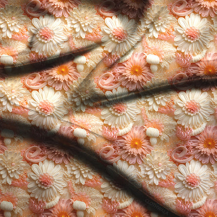 Luxury Floral Peach Elegance Soft Crepe Printed Fabric