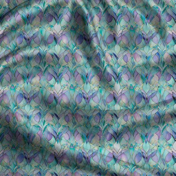 Hotpick Floral Stained Glass uSoft Satin Printed Fabric