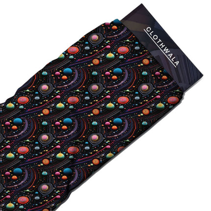 Premium Space Candy Grooves Soft Crepe Printed Fabric