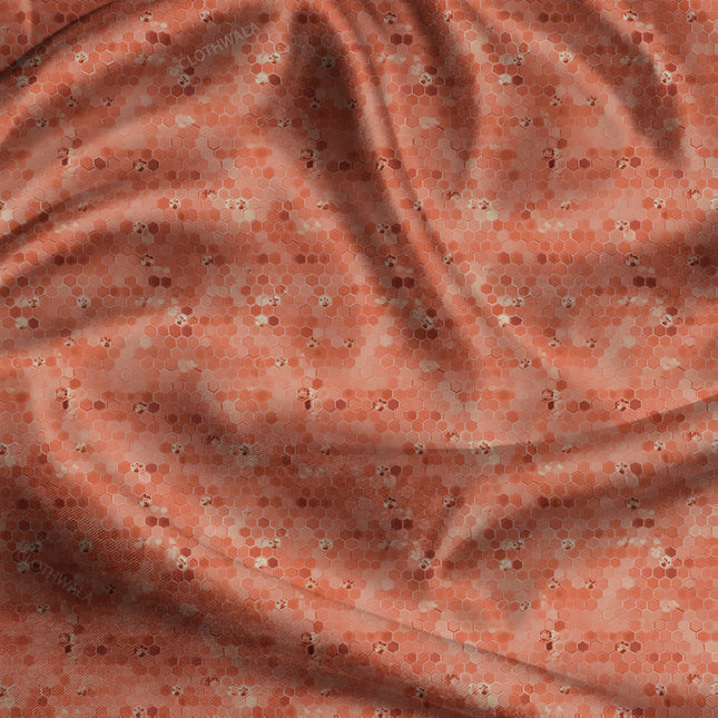 Hotpick Cinnamon Geometric Honeycomb uSoft Satin Printed Fabric