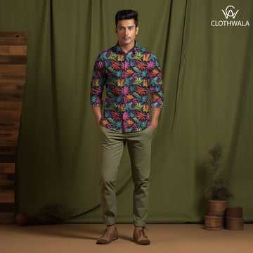Exclusive Psychedelic Nature-Inspired. Enchanted Forest Flare Soft Crepe Printed Fabric