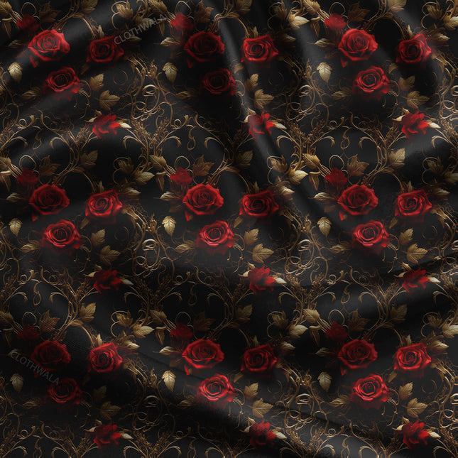 Bestseller Baroque 3D Floral Rose uSoft Satin Printed Fabric