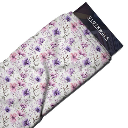 Limited Edition Whimsical Floral Petal uSoft Satin Printed Fabric