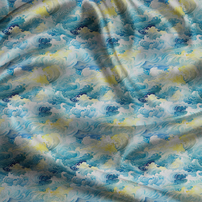 Hotpick Ocean's Nautical Reverie Embrace uSoft Satin Printed Fabric