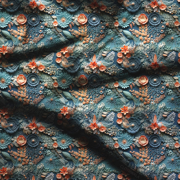 Limited Edition Floral Oceanic Garden Gala Soft Crepe Printed Fabric
