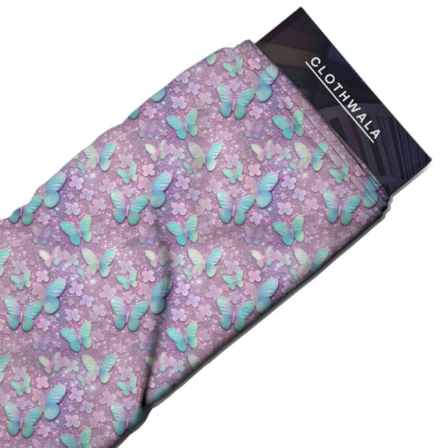 Trendy Floral Whimsical Wings uSoft Satin Printed Fabric