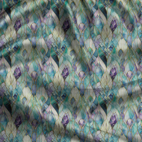 Premium Nouveau Art Nouveau Inspired Gemstone uSoft Satin Printed Fabric