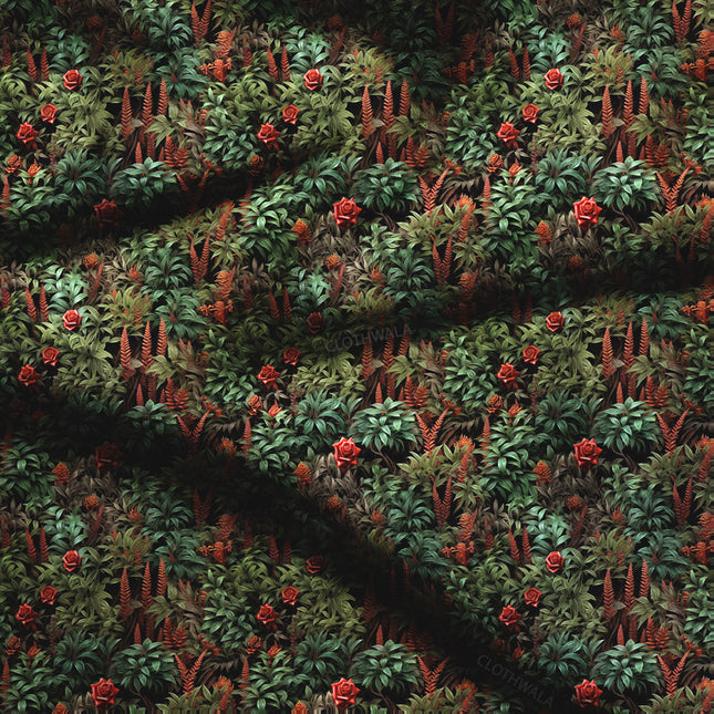 Bestseller Nature-Inspired Rose Rainforest Soft Crepe Fabric