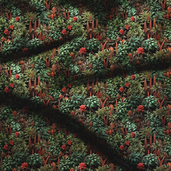 Nature Inspired Rose Rainforest Soft Crepe Fabric