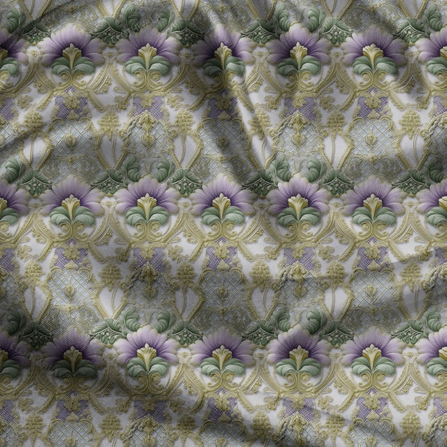 Must-Have Regal Baroque Elegance Fleur Symphony uSoft Satin Printed Fabric