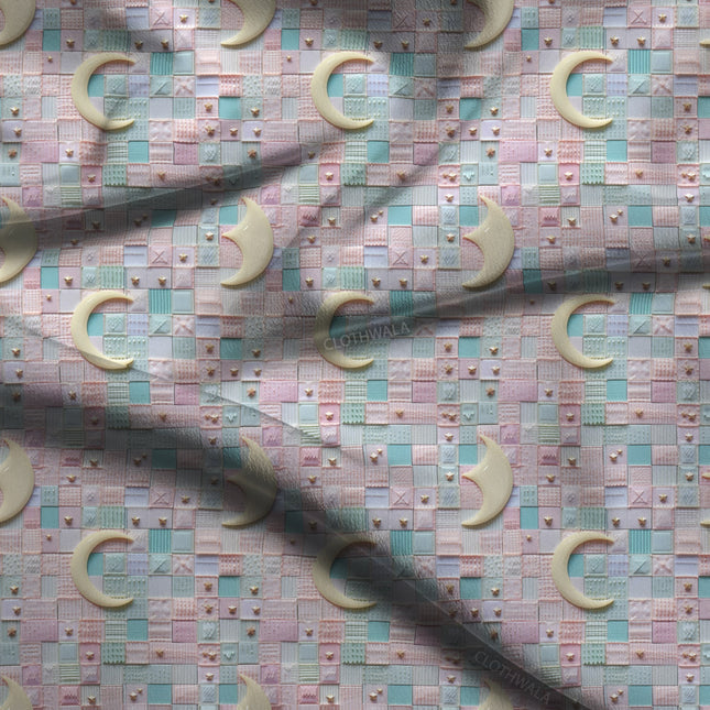 Elite Moonlit Geometric Dreams Soft Crepe Printed Fabric
