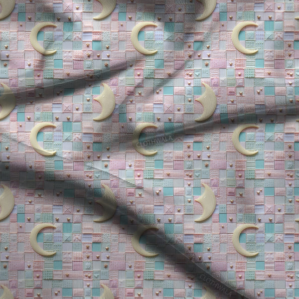 Elite Moonlit Geometric Dreams Soft Crepe Printed Fabric