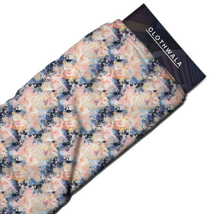 Latest Pastel Abstract Mosaic Soft Crepe Printed Fabric