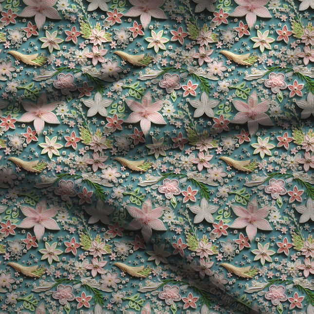 Elite Springtime Floral Sonata Soft Crepe Printed Fabric