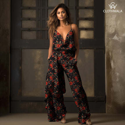 Bestseller Midnight Floral Rose Waltz uSoft Satin Printed Fabric