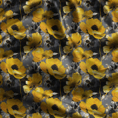 Must-Have Sunlit Floral Charcoal uSoft Satin Printed Fabric