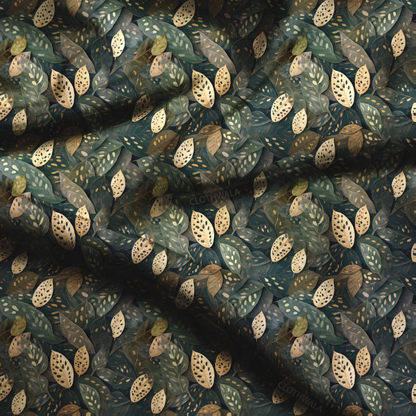 Trendy Midnight Enchanted Forest Fantasy Soft Crepe Printed Fabric