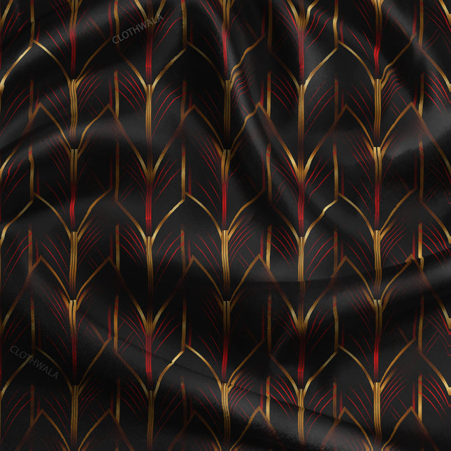 Trendy 3D Geometric Midnight Stripes uSoft Satin Printed Fabric