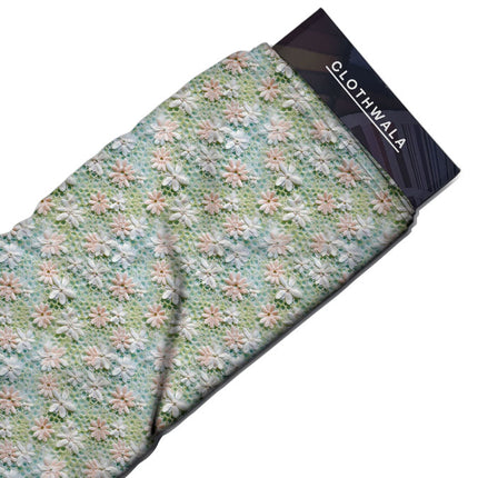 Trendy Lagoon Floral Lace Soft Crepe Printed Fabric