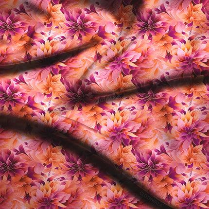 Latest Sunset Tropical Hibiscus Soft Crepe Printed Fabric