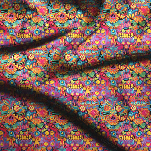 Premium Floral Carnival of Colors Soft Crepe Printed Fabric