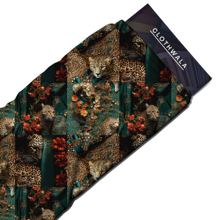 Elite Leopard's Animal/Floral. Eden Soft Crepe Printed Fabric