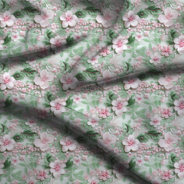 Elite Cherry Floral Charm Soft Crepe Printed Fabric