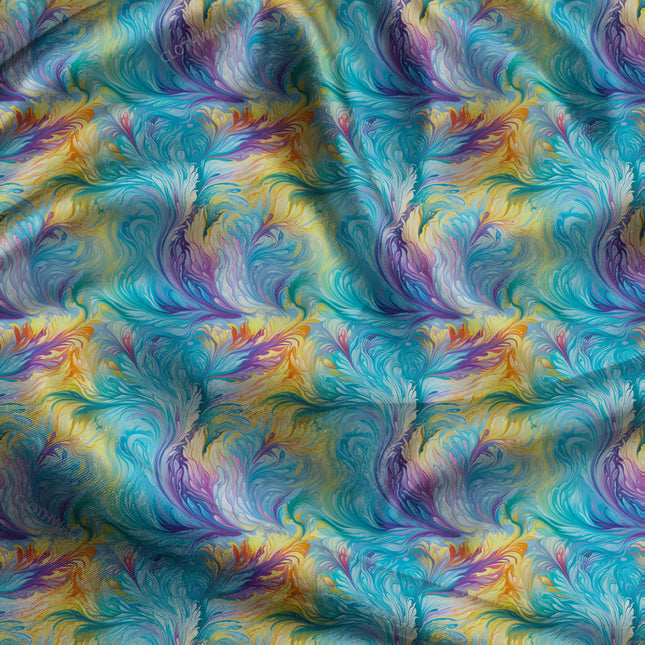 Premium Abstract Swirl Fantasy uSoft Satin Printed Fabric