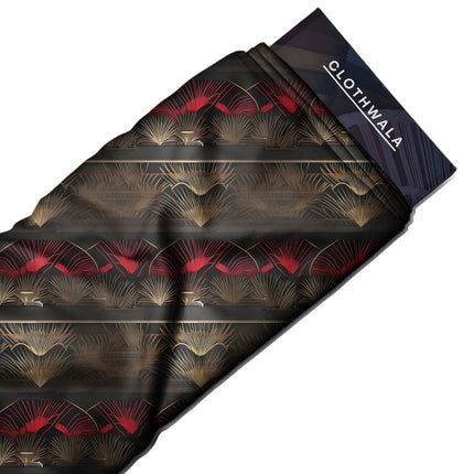 Must-Have Scarlet Abstract Fanfare uSoft Satin Printed Fabric