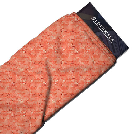 Hotpick Cinnamon Geometric Honeycomb uSoft Satin Printed Fabric