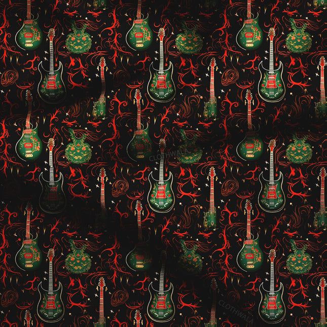 Elite Music-Themed Flamenco Fretwork Soft Crepe Printed Fabric