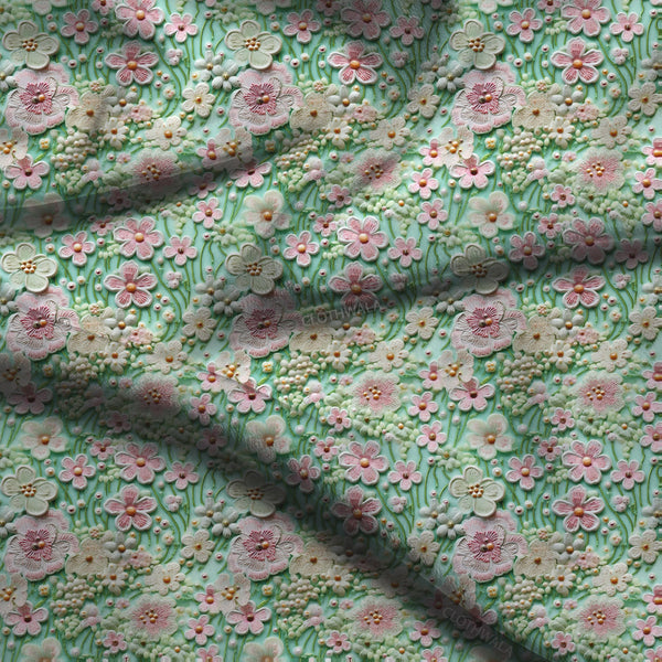 Elite Blossoming Textured Whisper Soft Crepe Printed Fabric