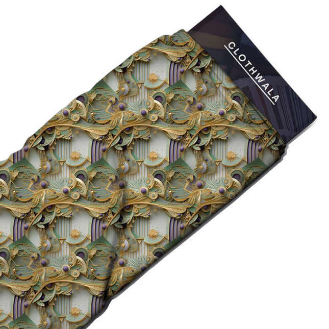 Must-Have Baroque Revival Bead Cascade Soft Crepe Printed Fabric