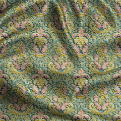 Trendy Floral Garden Tapestry uSoft Satin Printed Fabric