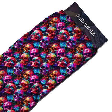 Premium Pop Art Neon Mosaic Soft Crepe Printed Fabric