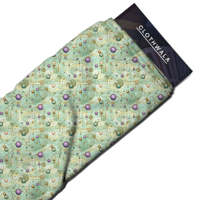 Must-Have Celestial Whimsical Galaxy Bauble Drift uSoft Satin Printed Fabric