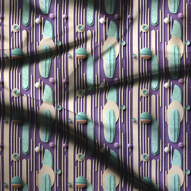 Limited Edition Geometric Retro Rhythmic Beats Soft Crepe Printed Fabric