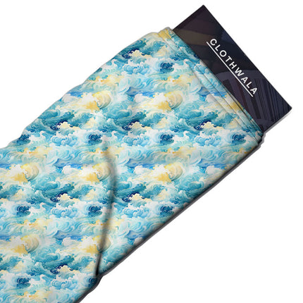 Hotpick Ocean's Nautical Reverie Embrace uSoft Satin Printed Fabric