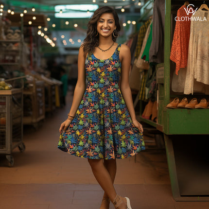 Exclusive Psychedelic Nature-Inspired. Cosmic Botanical Burst Soft Crepe Printed Fabric