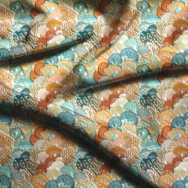 Hotpick Seashell Nautical - Whimsical Spectrum Cascade Soft Crepe Printed Fabric