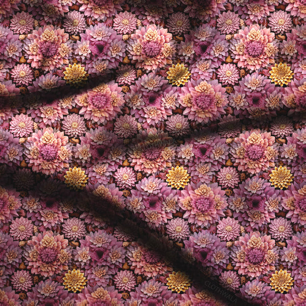 Exclusive Mums Floral of Dusk Soft Crepe Printed Fabric